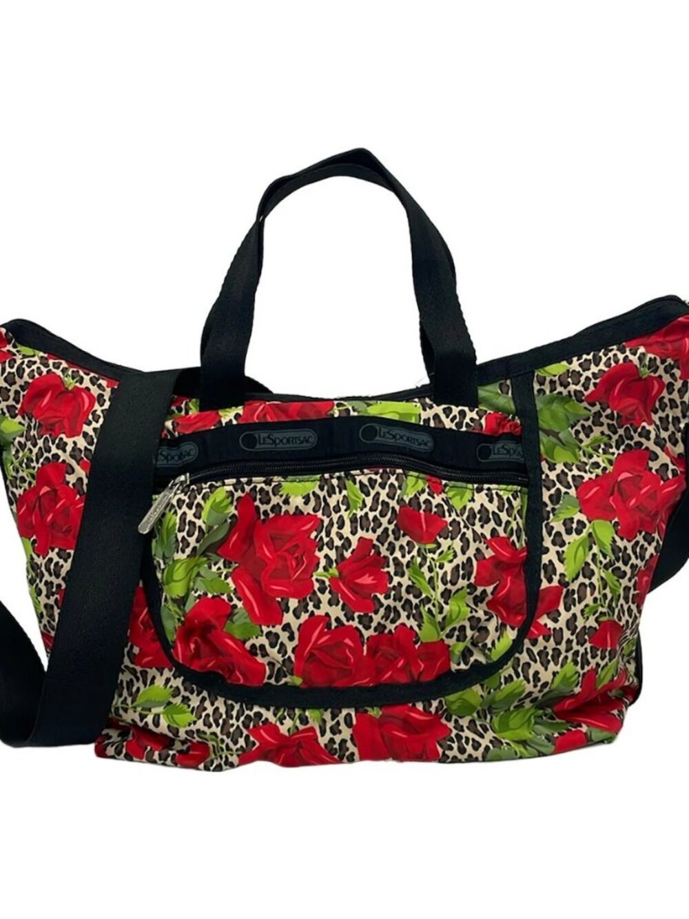 LESPORTSAC Black Beige Multi Respo Nylon Shoulder Bag